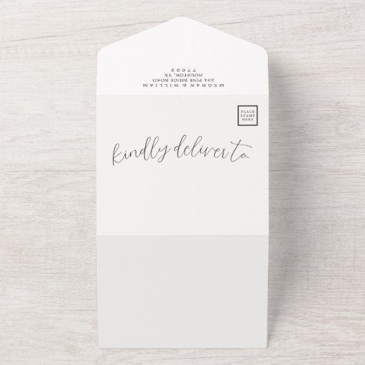 Invitation Tout En Un Calligraphie rustique Mariage photo Qr Code (Dehors)