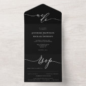 Invitation Tout En Un Calligraphie simple Mariage noir (À l'intérieur)