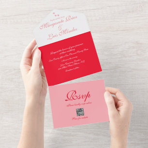 Invitation Tout En Un Calligraphie simple Valentines Mariage