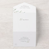 Invitation Tout En Un Calligraphie verte minimale mariage rustique (Dehors)