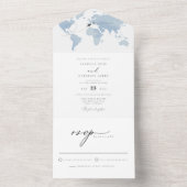 Invitation Tout En Un CARMEN Dusty Blue Map Voyage Destination Mariage (À l'intérieur)