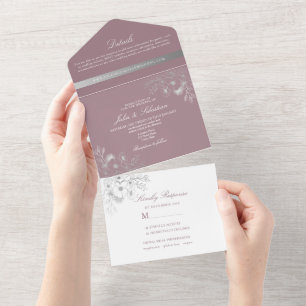 Invitation Tout En Un Carton d'invitation de mariage avec photo et motif