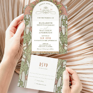Invitation Tout En Un Carton d'invitation de mariage tout-en-un vintage