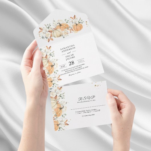 Invitation Tout En Un "Carton d'invitation Mariage Tout-en-un | Automne 