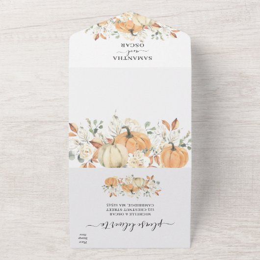 Invitation Tout En Un "Carton d'invitation Mariage Tout-en-un | Automne  (Dehors)