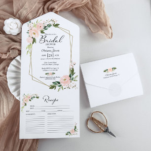 Invitation Tout En Un Carton d'invitation rose pour une baby shower avec