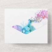 Invitation Tout En Un Cartons d'invitation de mariage bleus et violets (Verso)