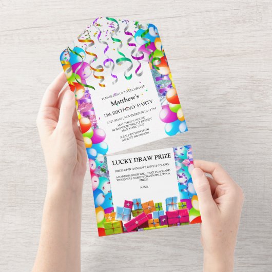 Invitation Tout En Un Célébration de la fête pour les enfants (Déchirure)