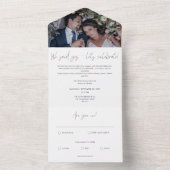 Invitation Tout En Un Célébration de mariage moderne avec calligraphie e (À l'intérieur)