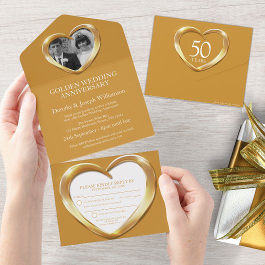 Invitation Tout En Un Célébration des noces d'or, 50 ans de mariage