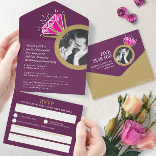 Invitation Tout En Un célébration du 5e anniversaire de mariage tourmali