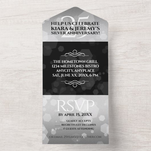 Invitation Tout En Un Célébration élégante de 25 ans de mariage (À l'intérieur)
