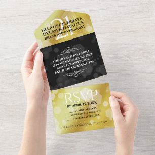 Invitation Tout En Un Célébration élégante des 21 ans de mariage en cuiv