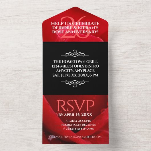 Invitation Tout En Un Célébration élégante du 26e anniversaire de mariag (À l'intérieur)