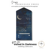 Invitation Tout En Un Céleste bleu croissant Lune Mariage Pas de dîner