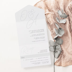 Invitation Tout En Un Cendre Mariage de monogramme de filigrane de scr