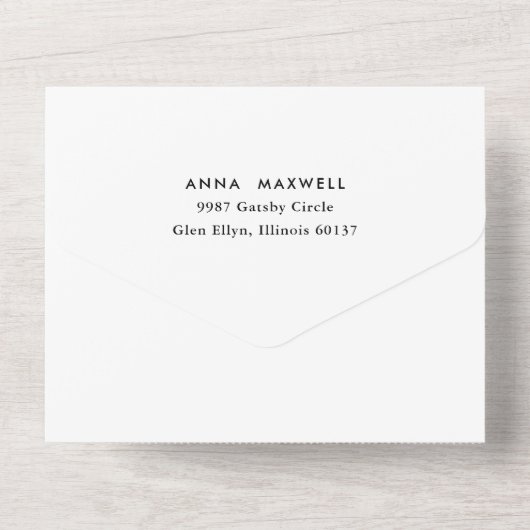 Invitation Tout En Un Cercles d'or moderne Mariage blanc (Verso)