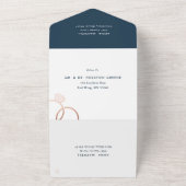 Invitation Tout En Un Cercles d'or Rose moderne Mariage bleu marine (Dehors)