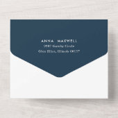 Invitation Tout En Un Cercles d'or Rose moderne Mariage bleu marine (Verso)
