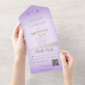 Invitation Tout En Un Cercles mariages Lavande moderne QR Code (Déchirure)