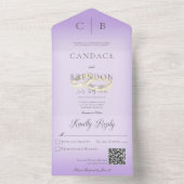Invitation Tout En Un Cercles mariages Lavande moderne QR Code (À l'intérieur)