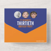 Invitation Tout En Un Cercles photo bleu orange graphique 30e anniversai (Verso)