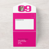 Invitation Tout En Un Cercles photo en blanc rose vif 60e anniversaire  (Dehors)