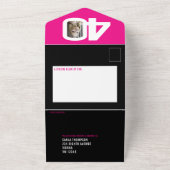 Invitation Tout En Un Cercles photo en noir rose graphique 40e anniversa (Dehors)
