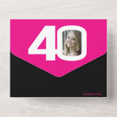 Invitation Tout En Un Cercles photo en noir rose graphique 40e anniversa (Verso)