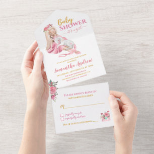 Invitation Tout En Un C'est un Baby shower Ballerina magnifique fille