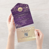 Invitation Tout En Un Chaîne de bois pourpre éclaire Mariage rustique (Déchirure)