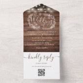 Invitation Tout En Un Chaîne de code QR en bois rustique éclaire le Mari (À l'intérieur)