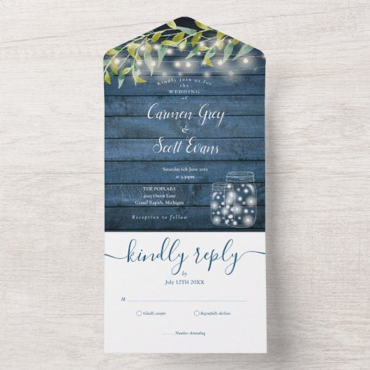 Invitation Tout En Un Chaîne de feuillage en bois bleu Lumières Mason Ja (À l'intérieur)