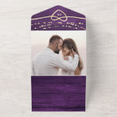 Invitation Tout En Un Chaîne éclaire le code QR du Mariage violet rustiq (Dehors)