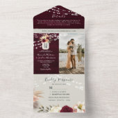 Invitation Tout En Un Chaîne éclaire le Mariage rustique Bourgogne (À l'intérieur)