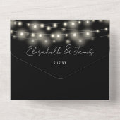 Invitation Tout En Un Chaîne Lights QR Code Mariage noir et blanc (Verso)