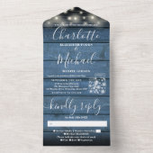 Invitation Tout En Un Chaîne Lumières Mason Jars Bleu Russe Mariage bois (À l'intérieur)