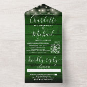 Invitation Tout En Un Chaîne Lumières Mason Jars Mariage en bois vert (À l'intérieur)