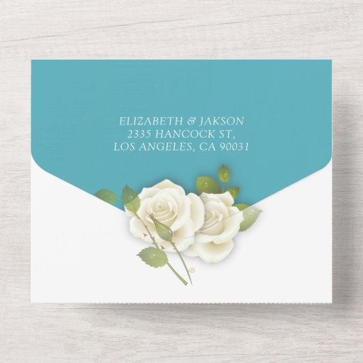 Invitation Tout En Un Chaîne rose blanche Lumière Mariage dégradé bleu R (Verso)