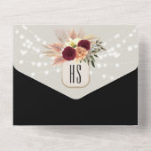 Invitation Tout En Un Chaîne rustique éclaire Floral Bourgogne Mariage n (Verso)