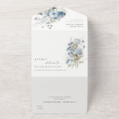 Invitation Tout En Un Chalet bleu Dusky Mariage floral (Dehors)