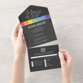 Invitation Tout En Un Chalkboard mariage doodle coeurs M et M. (Déchirure)