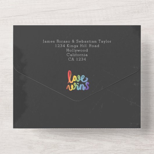 Invitation Tout En Un Chalkboard mariage doodle coeurs M et M. (Verso)