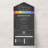 Invitation Tout En Un Chalkboard mariage doodle coeurs Mme et Mme (À l'intérieur)
