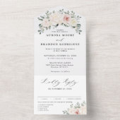 Invitation Tout En Un Champagne Ivory Blush rose Floral Mariage (À l'intérieur)