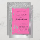 Invitation Tout en un Champagne rose Parties scintillant en a (Devant / Derrière)