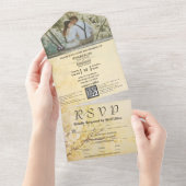 Invitation Tout En Un Champagne Sakura Cerry Blossoms Photo QR Code (Déchirure)