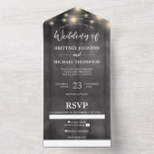 Invitation Tout En Un Chanson de Mariage léger rustique en bois noir (À l'intérieur)