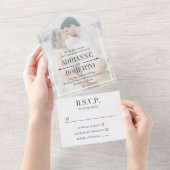 Invitation Tout En Un Charcoal Text Big Photo Mariage (Déchirure)