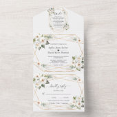 Invitation Tout En Un Charm Fleurs blanches Gold Mariage (À l'intérieur)